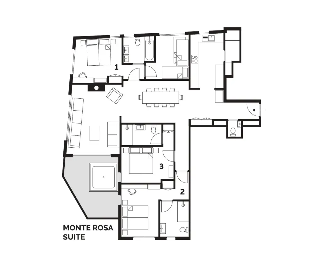 Monte Rosa Suite La Plagne Floor Plan 1